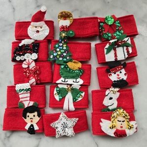 Festive Vintage Christmas Napkin Holders, Set Of 15